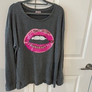 Juicy Couture Gray Sweater with Pink Sequin Lips